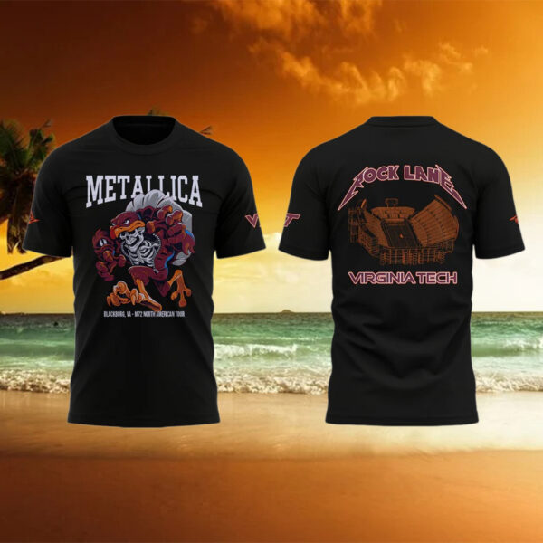 Metallica x Virginia Tech Lane Rocked T Shirt Presents For Music Lovers